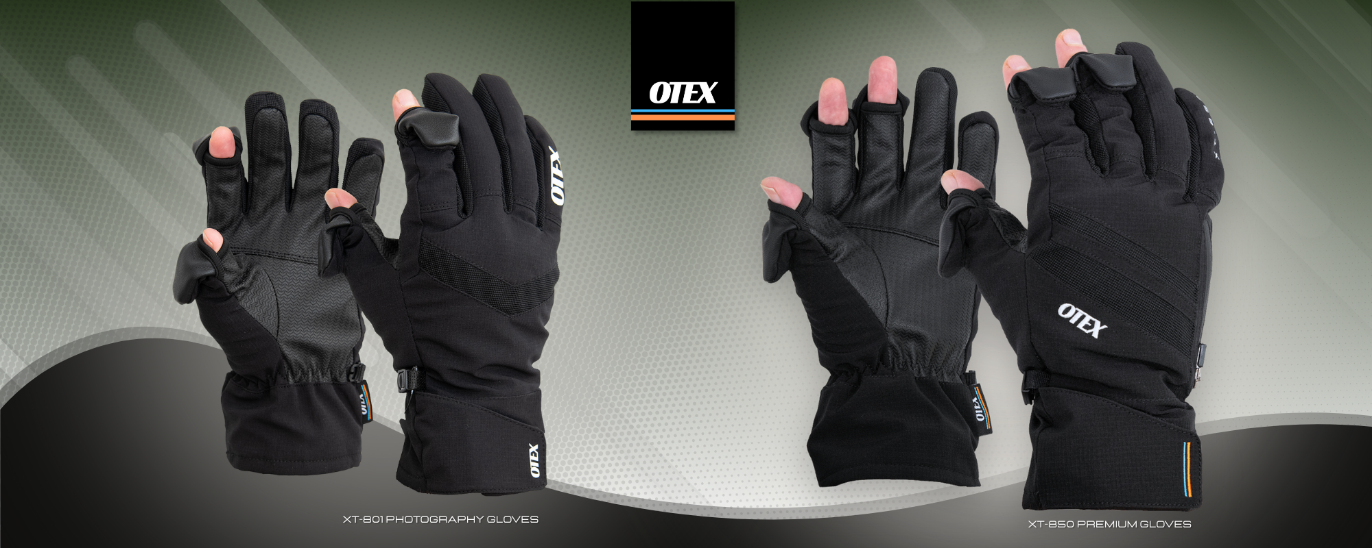 OTEX photography gloves comparison — premium XT-850 gloves and professional XT-801 gloves for photographers shooting in cold, wet, and alpine conditions.